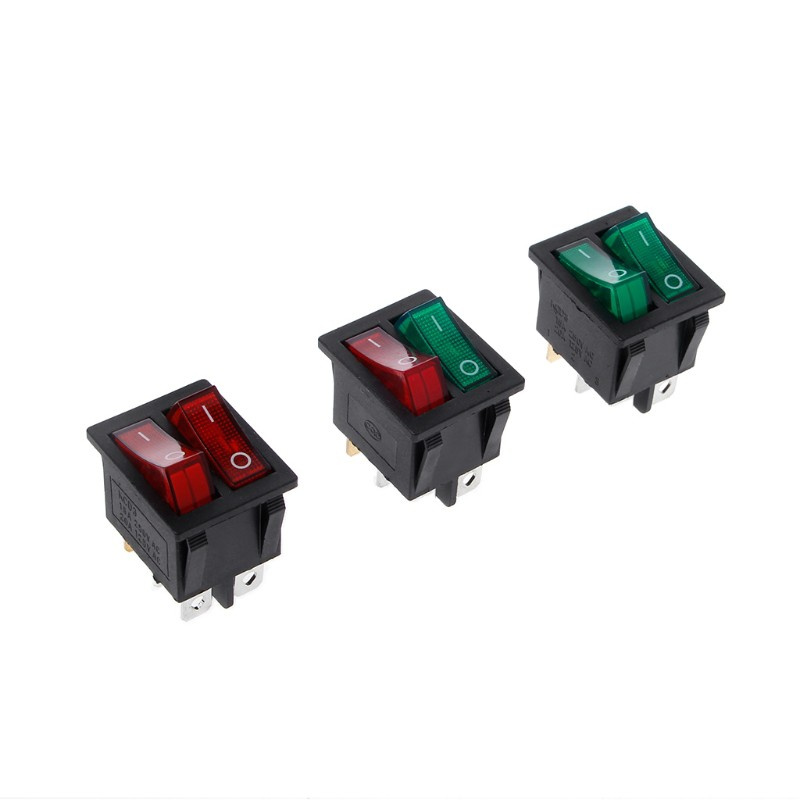 Công Tắc Bật / Tắt 6 Pin On-Off Với Đèn Xanh Đỏ 20a 125v Ac