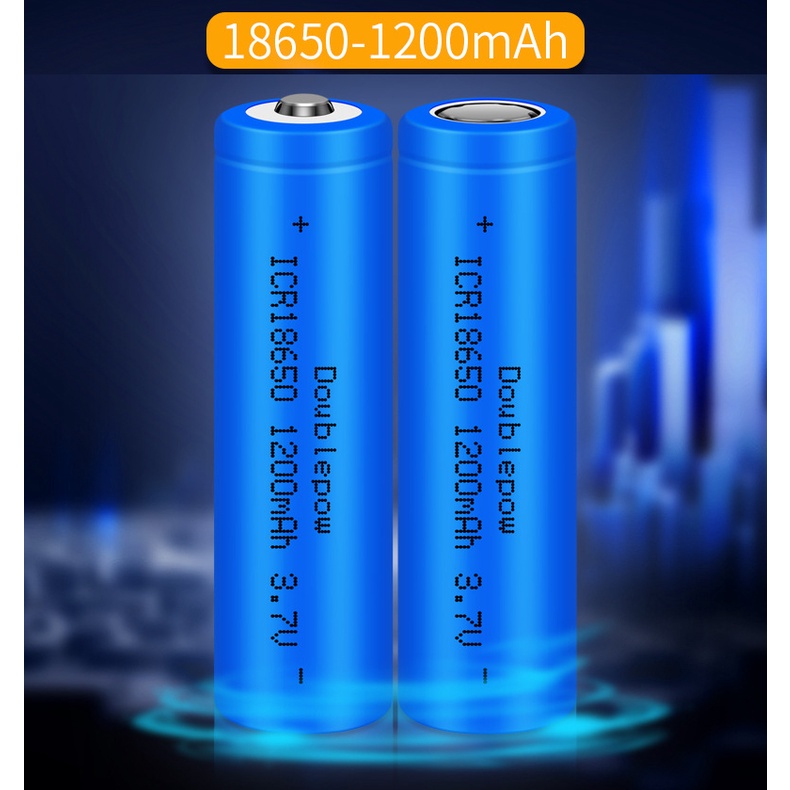 Pin sạc 18650 Lithium 1200mAh (xanh) đầu nhọn/bằng chính hãng Doublepow công suất cao