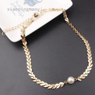 Vòng cổ choker ngọc trai mặt chữ v màu vàng bạc đính ngọc trai nhân tạo