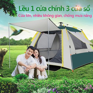 FU79GR/FU79BL Lều cắm trại cho 3-4 người lều picnic tự động, 1 cửa chính 3 cửa sổ, chống nắng chống mưa