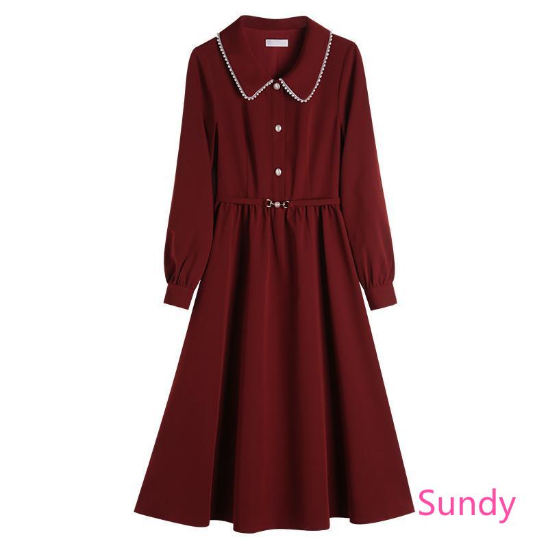 Đầm dài tay plus size thời trang mùa đông pháp dành cho nữ