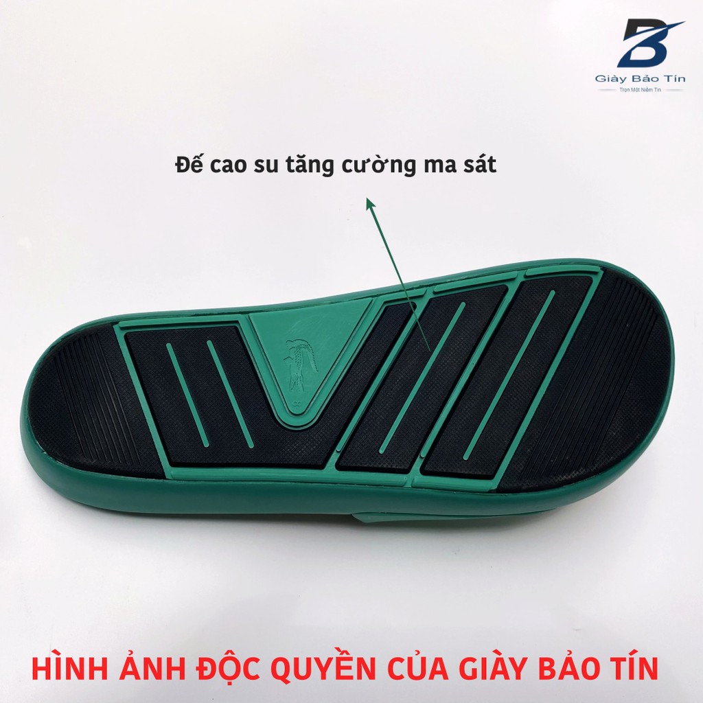 Dép nam quai ngang Lacoste CMA 1191, Dép lê nam form thể thao kết hợp vật liệu cao su ma sát cao, chống thấm nước tốt.