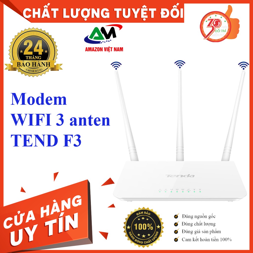 [WIFI TENDA 3 RÂU] Modem WIFI Tenda F3 tốc độ 300Mbps 3 anten có chức năng Repeater