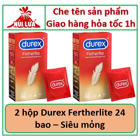 Combo 2 hộp Bao Cao Su SIÊU MỎNG Durex Fetherlite hộp - 24 cái