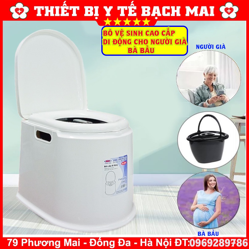 Bô Nhựa Vệ Sinh - Bệ Toilet Di Động Bằng Nhựa Trắng Cao Cấp