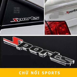 Chữ Nổi Decal Logo SPORTS Trang Trí Ô Tô,Xe Hơi Sơn Màu Crom Sáng Bóng Không Phai Màu Theo Thời Gian