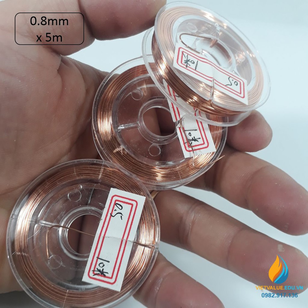 Cuộn dây đồng thực hành vật lý đường kính 0.8mm dài 5 mét