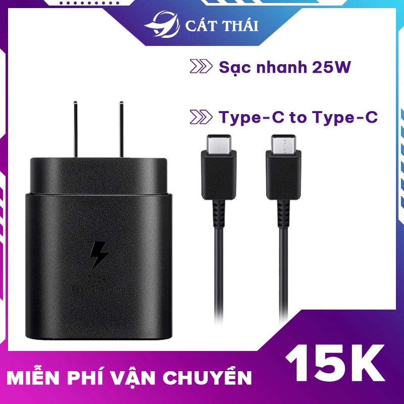 Bộ sạc nhanh 25W Cát Thái cáp Type-C to Type-C thông dụng thích hợp với Samsung S22 S20 S21FE S8 S9 TA800