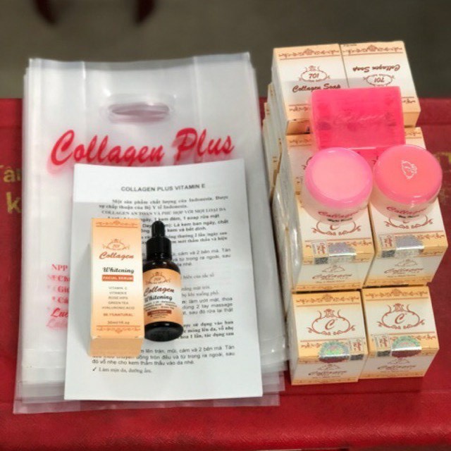 Combo serum và Bộ kem colagen Plus Vit e