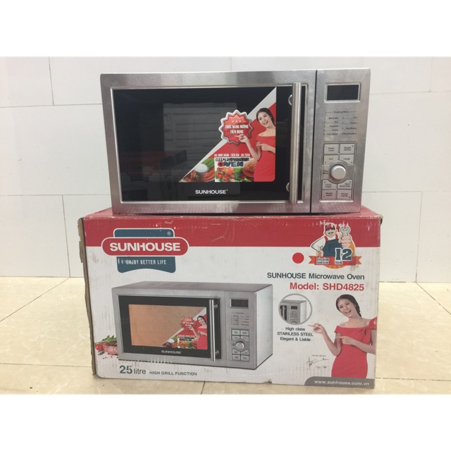 Lò Vi Sóng Sunhouse SHD-4825 - 25 Lít, Bạc, Có Chức Năng Nướng và Hẹn Giờ Thông Minh
