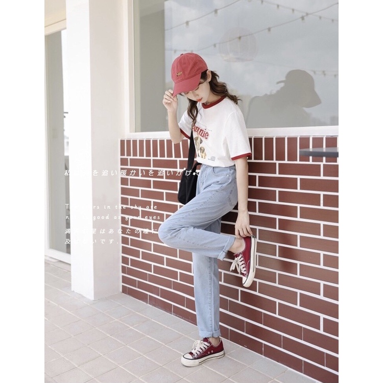 Quần jeans ống suông rộng nữ cạp cao, Quần bò nu ống rộng lưng cao, vải jean dày đẹp ,dáng suông - QT11 | BigBuy360 - bigbuy360.vn