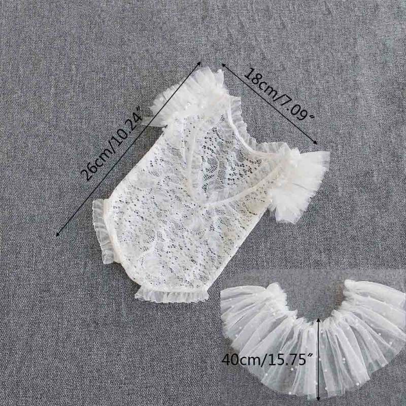 Bộ 3 món áo liền quần + chân váy + băng đô bằng ren dùng chụp ảnh cho bé sơ sinh
