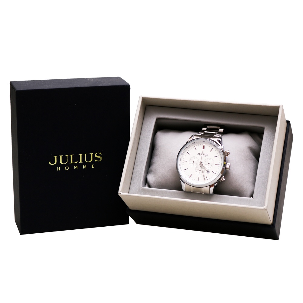 Đồng Hồ Nam JAH-133C Julius chronograph Hàn Quốc Dây Thép (M.bạc)