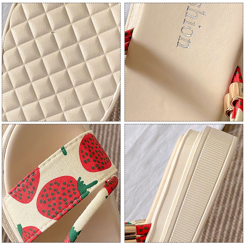 Dép sandal RENBEN đế thấp thời trang mùa hè cho nữ mang đi biển