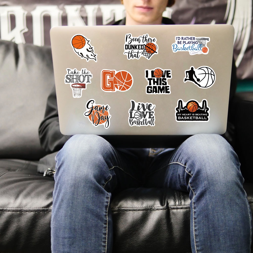 Sticker Bóng Rổ Bóng Đá 50 Hình NBA Kobe Curry James Kyrie Slam Dunk Sneaker Messi Ronaldo Neymar Dán Điện Thoại Laptop