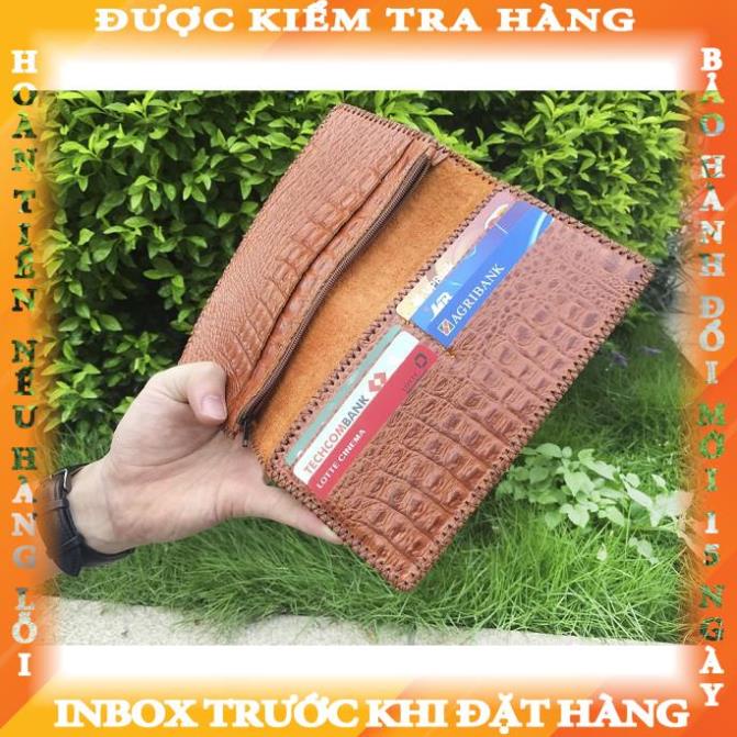 Ví da nam cầm tay vân cá sấu màu vàng bò đẳng cấp + Tặng Móc Khóa - GV490 ngocchi