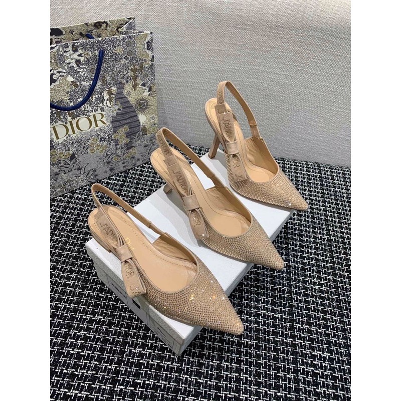 Giày cao gót da thật thời trang cao cấp Dior CD 10cm thiêế kế lấp lánh siêu xinh
