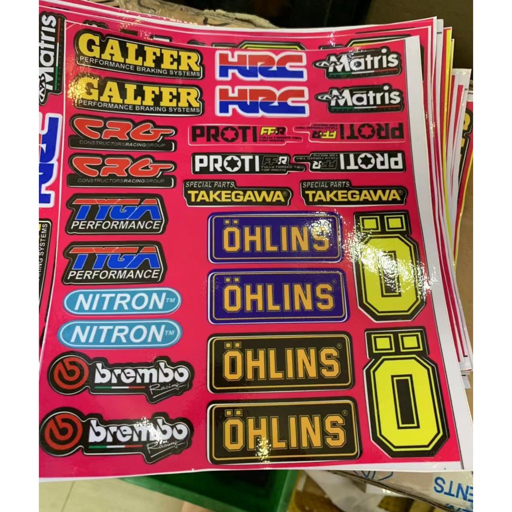 Bộ tem đủ loại chữ hrc , matris , nitron , brembo , ohlins , uma , tyga , crg