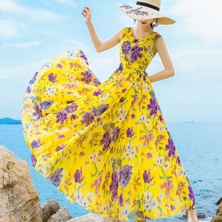 Đầm Xoè Nữ - Váy Maxi Đi Biển, Đi Dạo Voan Lụa Nhập 2 Lớp Cho Nàng Yêu Kiều Quảng Châu