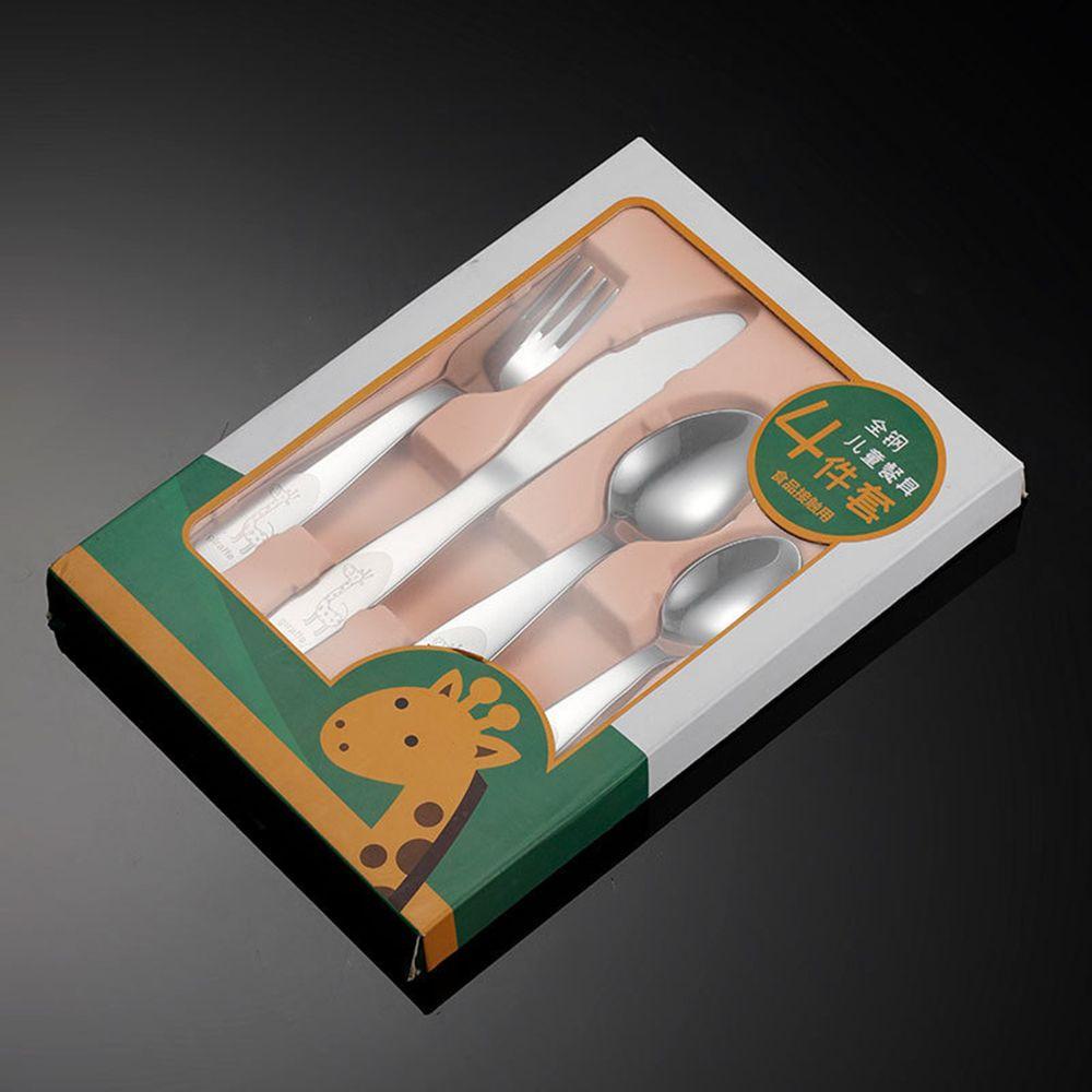 KUNHEV Bộ Dụng Cụ Ăn 4 Món Bằng Thép Không Gỉ In Họa Tiết Hoạt Hình Phong Cách Phương Tây Cho Bé