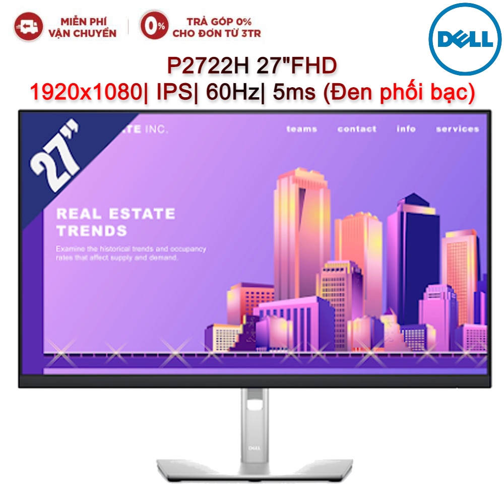 Màn hình máy tính LCD DELL P2722H 27″FHD 1920×1080| IPS| 60Hz| 5ms (Đen phối bạc)