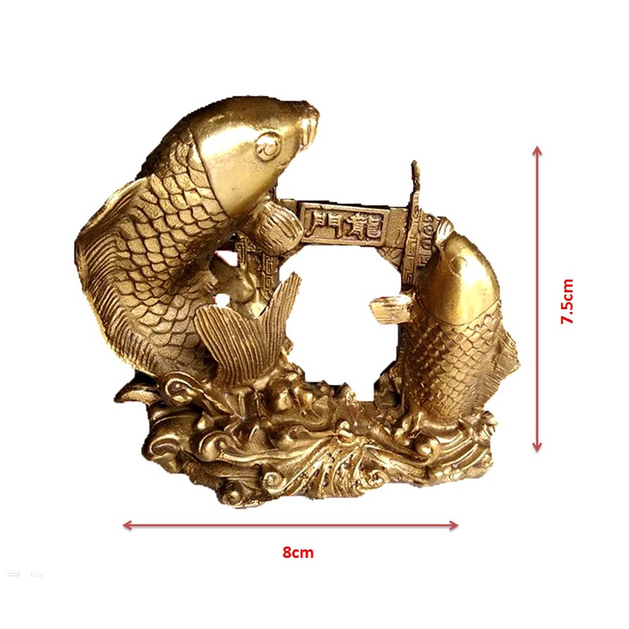 Tượng cá chép vượt Vũ Môn hóa rồng bằng đồng thau cỡ nhỏ