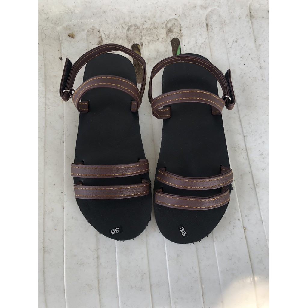 sandal nữ đế đen quai nâu size từ 35 đến 42 khác size ib chọn ( sandal đồng nai)