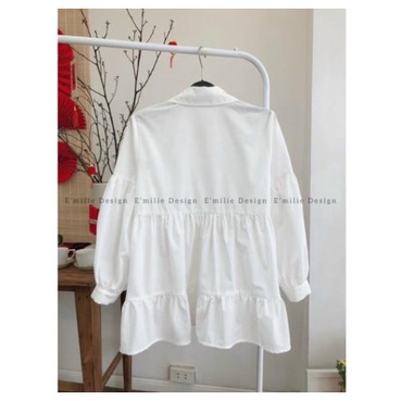 Áo Bầu Sơ Mi Trắng Cổ Bèo Tay Dài  Cao Cấp ( Kèm Ảnh Thật )