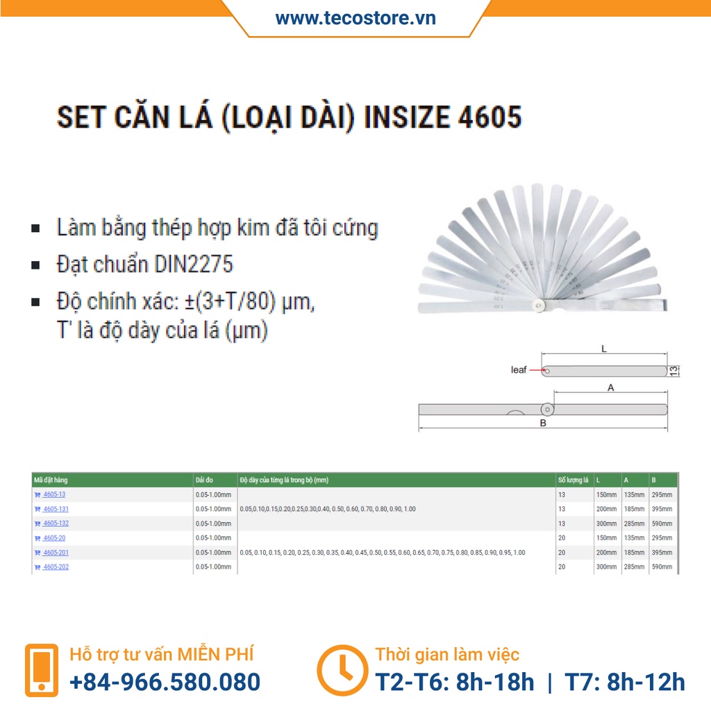 Set căn lá  Insize 4605