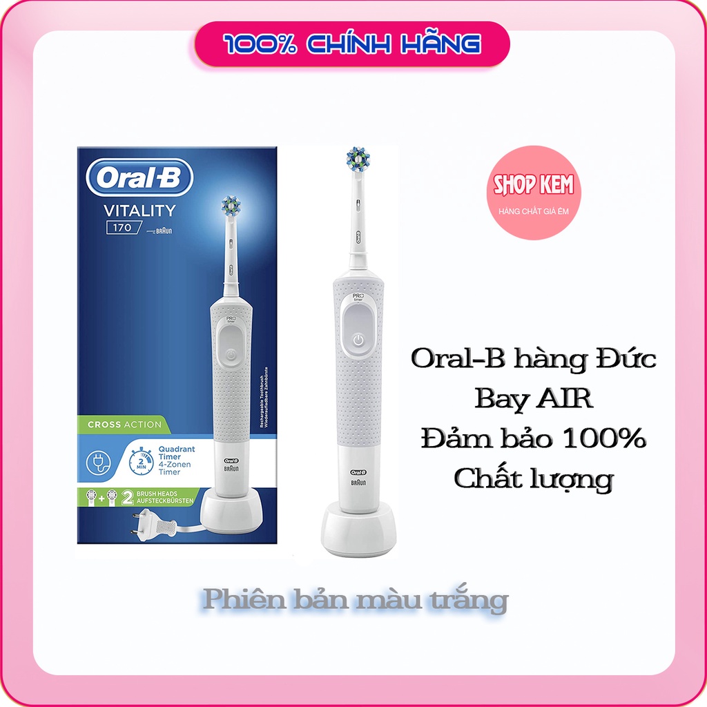 Bàn Chải Điện Braun Oral-B Vitality 100 Cross Action, người lớn,hộp giấy, màu trắng
