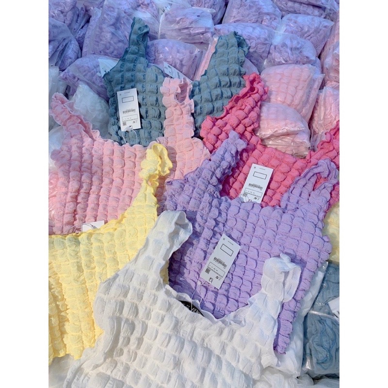 Áo Dây Bản To Croptop Nữ Xốp Nổi Phồng alohashop91