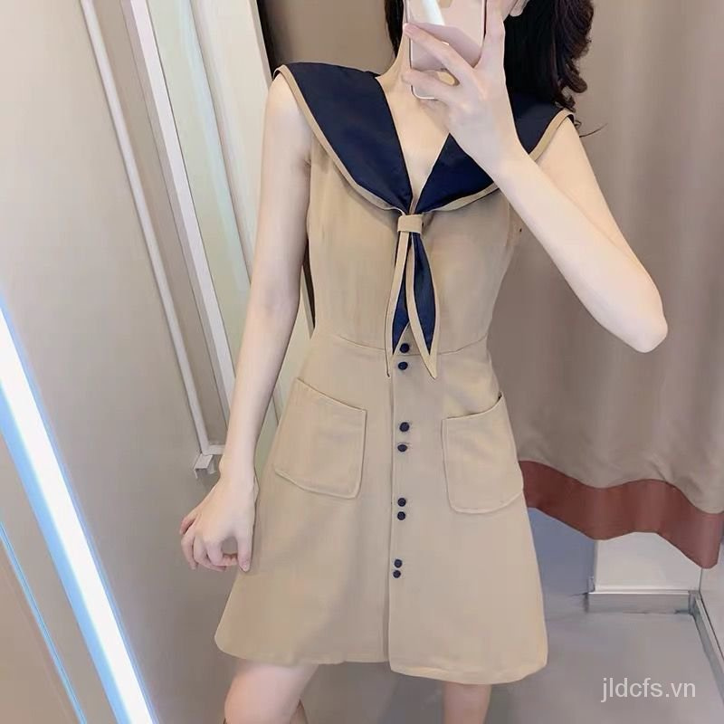 Đầm Midi Cổ Thủy Thủ Thời Trang Mùa Hè Pháp Cổ Điển Dành Cho Nữ 2021 | BigBuy360 - bigbuy360.vn