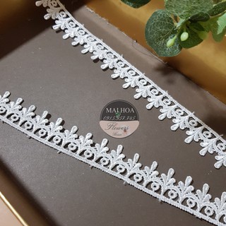 Cuộn Ren chỉ trắng, bản nhỏ 2cm, thêu họa tiết cổng rào, dùng làm ren may váy áo siêu xinh
