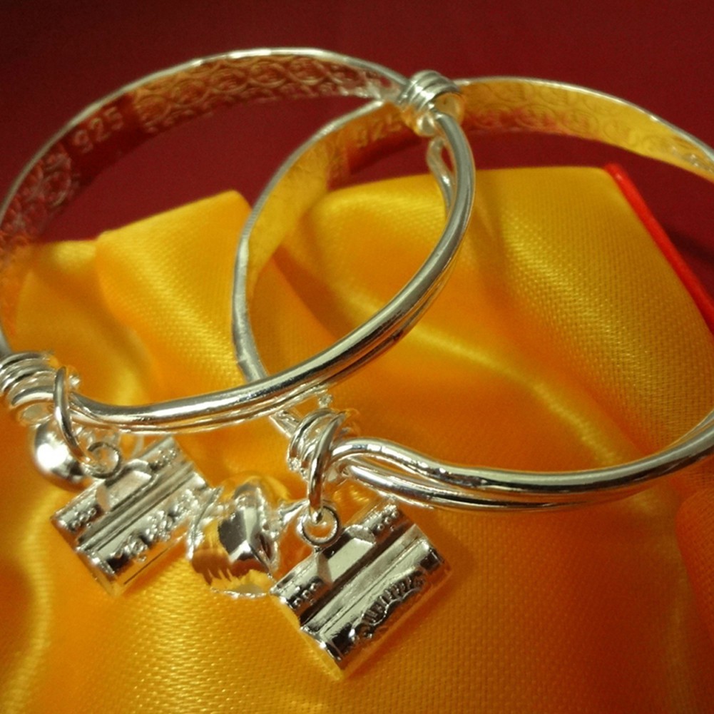 1pc vòng đeo tay mạ bạc khắc chữ độc đáo cho bé trai và bé gái