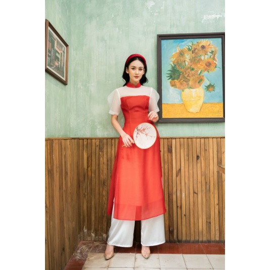 🥰 Áo dài truyền thống dự tiệc áo dài cánh tân 4 tà tay phối organza bồng cách điệu đẹp nhẹ nhàng chuẩn hình ảnh 100%.