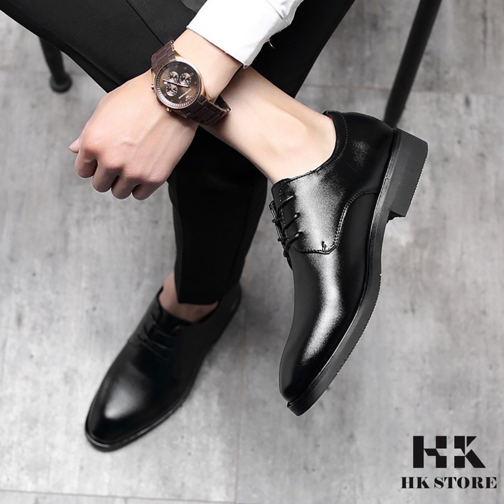 Giày tây buộc dây da bò cao cấp hàng chính hãng HK.STORE - sang xịn - lịch sự - bảo hành 12tháng.