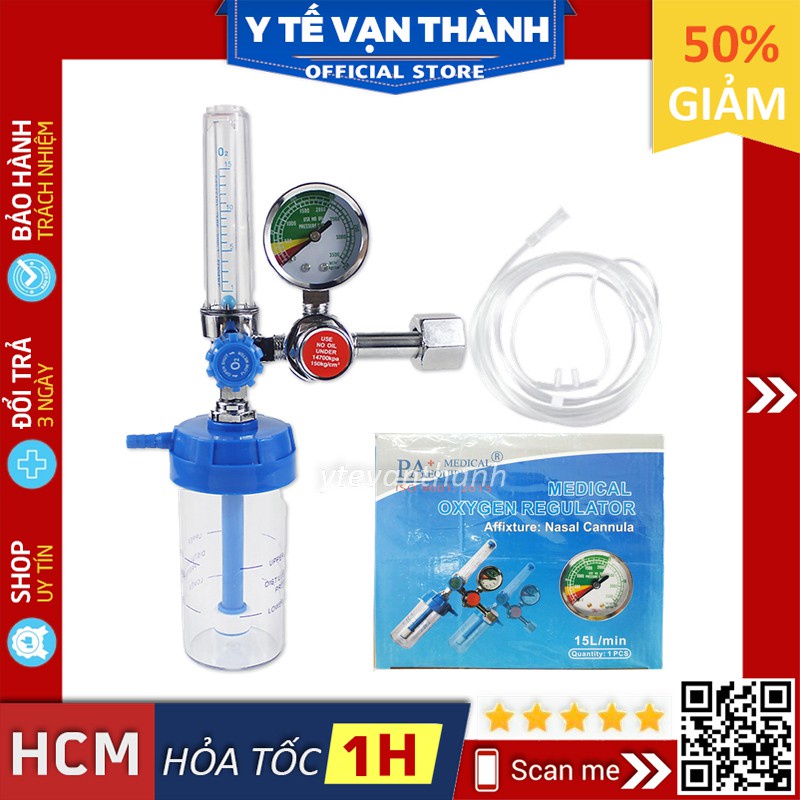 ✅ Đồng Hồ Oxy Y Tế Greetmed / PA Medical (Có Bình Tạo Ẩm) -VT0055 | Y Tế Vạn Thành