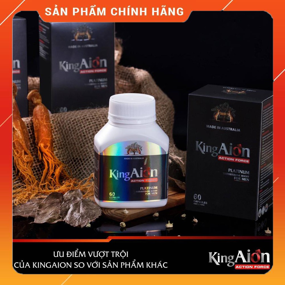 Tăng cường sinh lý nam, chống xuất tinh sớm, bổ thận tráng dương KingAion nhập khẩu Úc hộp 60v