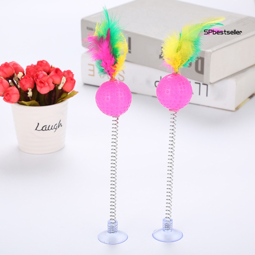 Bóng Đồ Chơi Gắn Lông Vũ Lò Xo Có Giác Hút Dành Cho Mèo Cưng