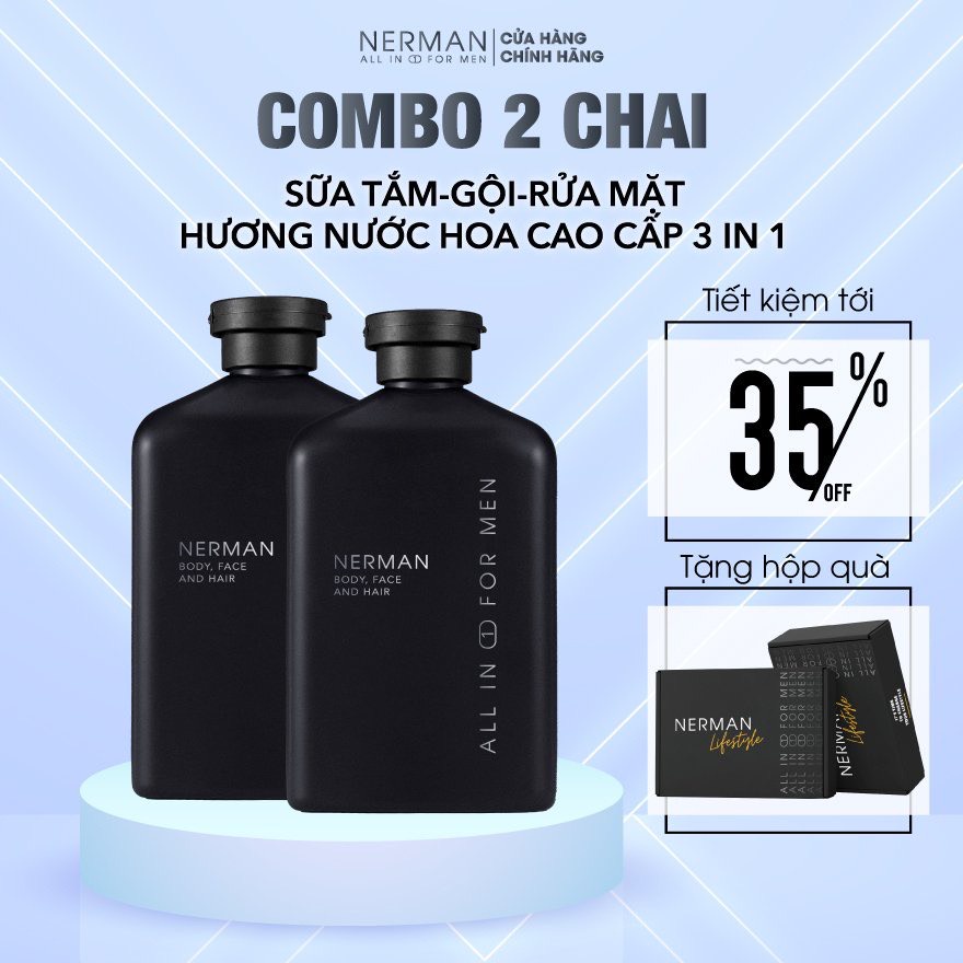 Sữa tắm gội hương nước hoa cao cấp Gentleman 3 in 1 NERMAN 350ml