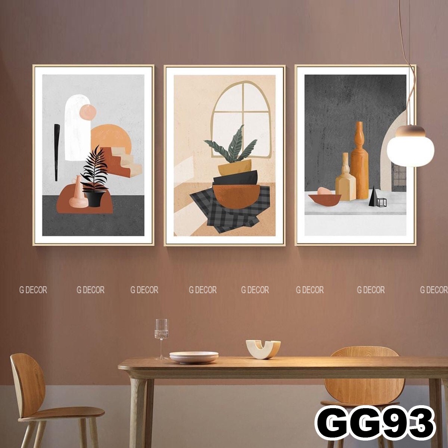 Tranh treo tường canvas 3 bức phong cách hiện đại Bắc Âu 154, tranh DECOR trang trí phòng khách, phòng ngủ, phòng ăn spa