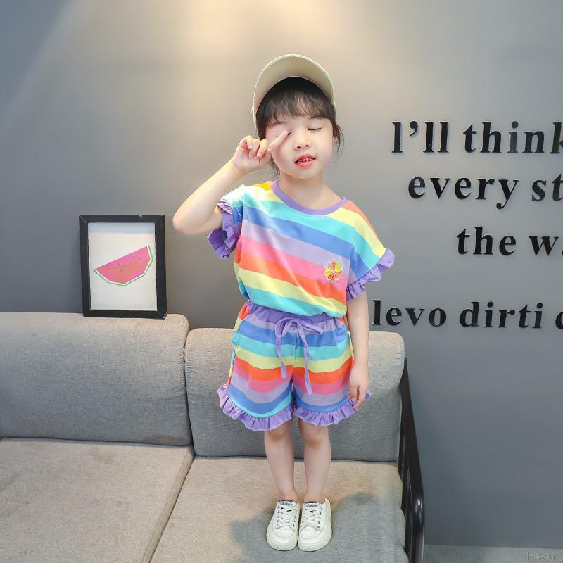 Set Áo Thun Ngắn Tay + Quần Short Lưng Thun Cho Bé Gái