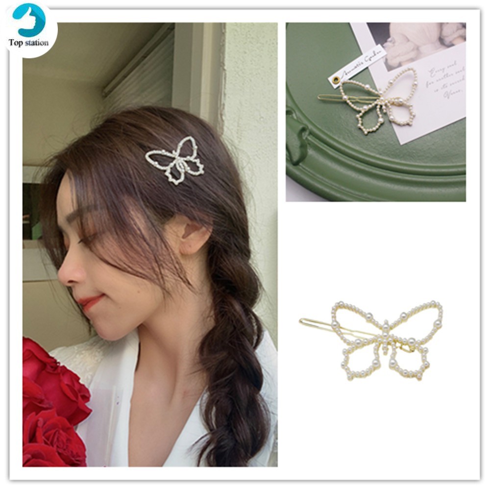 Kẹp Tóc Hình Bướm Đính Ngọc Trai Thời Trang