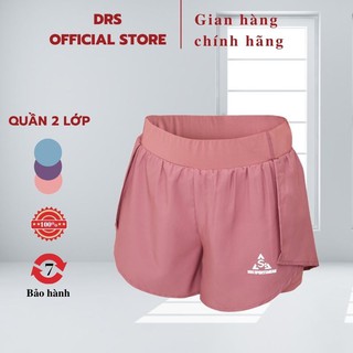 Quần thể thao 2 lớp DRS, quần đùi tập gym nữ DRN02 với thiết kế 2 lớp, lớp trong ôm sát đùi, lớp ngoài xinh xinh