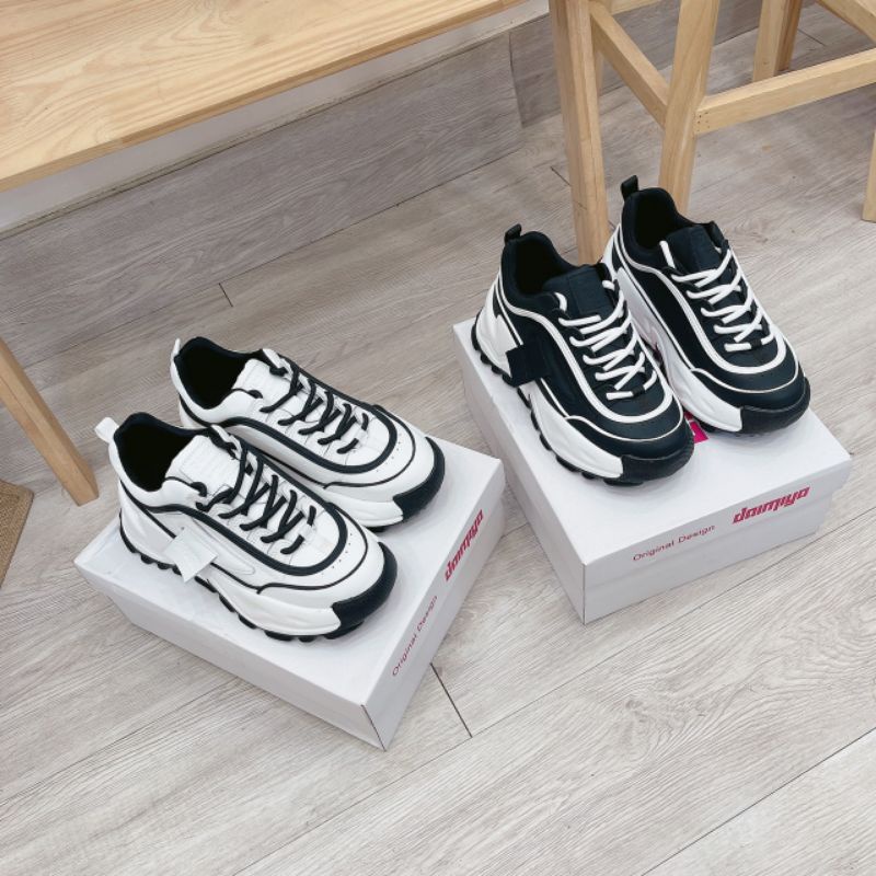 Lo(ẢNH THẬT) Giày Thể Thao Nữ Daimya Nâng đế 6p Da Mềm Êm Xịn Fullbox Túi Cao Cấp