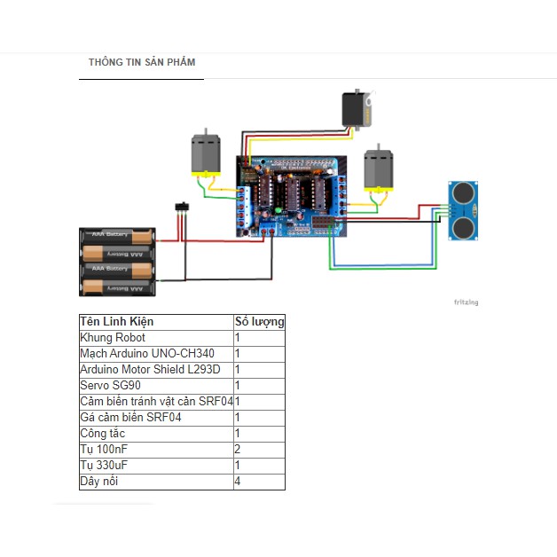 Bộ Kít Robot Tránh Vật Cản