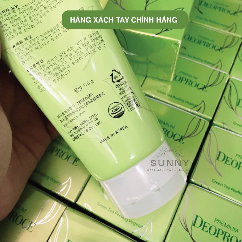 Tẩy da chết trà xanh Deoproce Hàn Quốc 170g dịu nhẹ, không bào mòn da