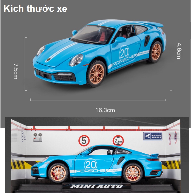 Mô hình xe ô tô Porsche tỉ lệ 1:32 bằng kim loại có âm thanh và đèn mở các cửa