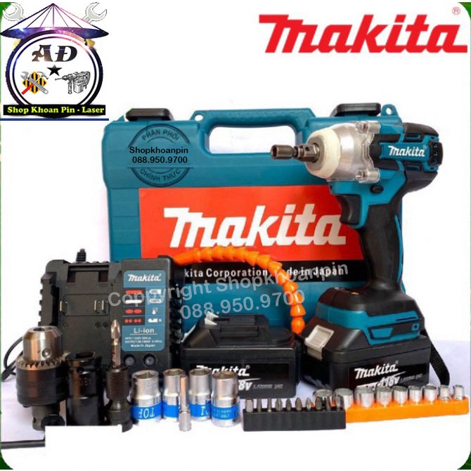 MÁY SIẾT BULONG MAKITA KHÔNG CHỔI THAN 118V Siết bu lông pin 10 cell bắn vít bắn tôn khỏe hơn các dòng khác