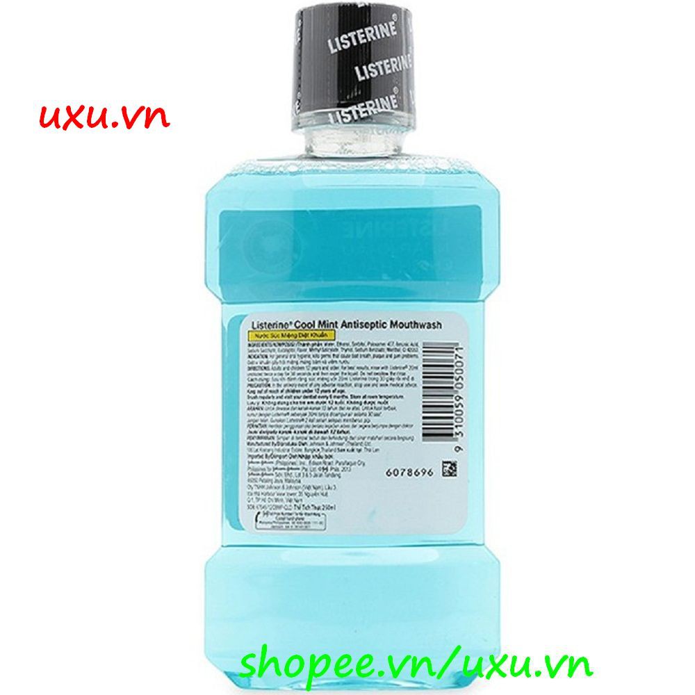 Nước Súc Miệng 250Ml Listerine Cool Mint Hương Bặc Hà Cho  Hơi Thở Thơm Mát, Với uxu.vn Tất Cả Là Chính Hãng.